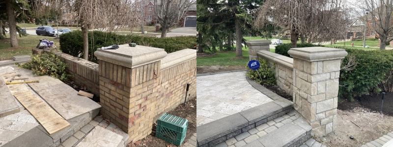 Stone pillar and walkway restoration
