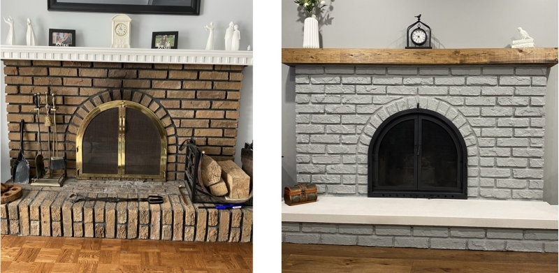 Before and after Luke’s Masonry fireplace restoration for Nigel and Ann